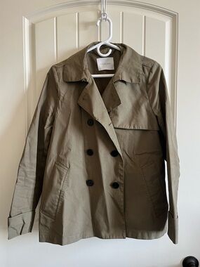 Everlane Olive Green Double-Breasted Trench Coat